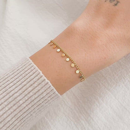 Pulseira Medalhas em Ouro Semijoia Delicada Minimalista