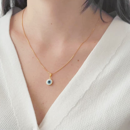 Colar Olho Grego em Ouro Amuleto de Proteção Semijoia Atemporal